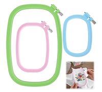 3 Pack Size Square Embroidery Hoops, Plastic Cross Stitch Hoop, Reusable Embroidery Hoop for DIY Sewing Project(Multi Color)
