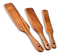 3 Pack Skinny Wooden Spurtle Set for Sourdough Starter Kit Teak Wood Spatula for Cooking Utensils Sourdough Bread Baking Supplies Gift Spurtles kitchen Tools Stirring Stick Spoon Dough Whisk Scraper