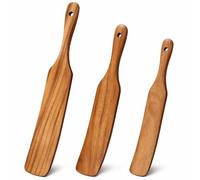 3 Pack Skinny Wooden Spurtle Set for Sourdough Starter Kit Teak Wood Spatula for Cooking Utensils Sourdough Bread Baking Supplies Gift Spurtles kitchen Tools Stirring Stick Spoon Dough Whisk Scraper