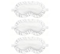 3 Pack Sleep Mask Satin Eye Mask Silk Blindfold Elastic Strap for Night Sleeping Office Travel Suitable for Men Women (White)