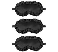 3 Pack Sleep Mask Satin Eye Mask Silk Blindfold Elastic Strap for Night Sleeping Office Travel Suitable for Men Women (Black)