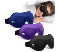 3 Pack Sleep Masks for Side Sleepers, True Blackout 3D Eye Mask for Sleeping, Zero Eye Pressure, Lash-Friendly, Adjustable Soft Eye Cover for Women Men, Travel Night Blindfold