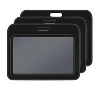 3 Pack Sliding ID Badge Holder, Black Horizontal Hard Plastic Card Case Protector with Clear Window for Office School ID, Credit Cards, Proximity Key Cards, Driver's Licenses (Black)