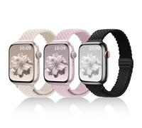 3 Pack Slim Braided Stretchy Bands Compatible with Apple Watch Band 38mm 40mm 41mm 42mm 44mm 45mm 46mm 49mm Women Men, Thin Nylon Magnetic Strap Bands for iWatch Series 10/9/8/7/6/5/4/3/2/1/SE Ultra