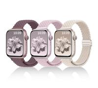 3 Pack Slim Braided Stretchy Bands Compatible with Apple Watch Band 38mm 40mm 41mm 42mm 44mm 45mm 46mm 49mm Women Men, Thin Nylon Magnetic Strap Bands for iWatch Series 10/9/8/7/6/5/4/3/2/1/SE Ultra
