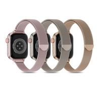3 Pack Slim Metal Loop Compatible with Apple Watch Band 42mm 41mm 40mm 38mm 46mm 45mm 44mm 49mm Women Men, Thin Stainless Steel Magnetic Strap for iWatch Bands Series 11 10 9 8 SE 7 6 5 4 3 Ultra