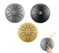 3 Pack Slit Drums For Adult Kids, Mini Steel Tongue Drum 3 inches 6 Tone Note Handpan Drum with Drumstick, Music Book, Hand Drum Percussion Instrument for Musical Education Concert Yoga Beginners