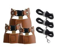 3 Pack Small Animal Harness and Leash Set, Adjustable Imitation Microfiber Leather Brown Squirrel Harness, with 64.9 in / 1.65 m Stainless Steel Traction Rope for Squirrel, Fancy Rat Outdoor Walking