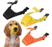 3 Pack Small Dog Muzzle Breathable Mesh Adjustable Loop Anti Biting Barking Chewing Soft Puppy Mouth Cover Guard for Grooming Vet Visit Training Orange Yellow Black (Black+Yellow+Orange,S)