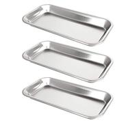 3 Pack Small Instrument Tray, Stainless Steel Rectangular Tray Small Laboratory Supplies Tray for Lab Tool (22.5x12cm)