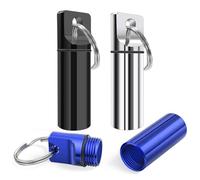 3 Pack Small Pocket Pill Box Keychain, Portable Mini Aluminium Alloy Pill Organizer Case Container for Purse, Waterproof Metal Pill Holder Medicine Bottle for Outdoor Camping Travel