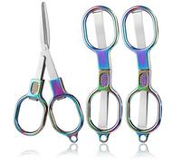 3 Pack Small Scissors, Mini Travel Scissors, Foldable Crochet, Compact Nurse with Colorful Titanium Coating, Portable Sewing for Crafting, Office, and First Aid