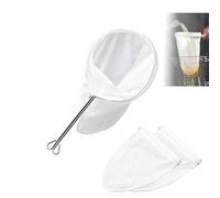 3 Pack Small Ultra Fine Mesh Strainer Bag, Reusable Zipper Filter Bag with Stainless Steel Handle Frame, Cheese Cloth Strainers for Tea Coffee Milk Juices Yogurt (Small)
