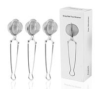 3 Pack Snap Ball Tea Strainer, Exptolii Stainless Steel Tea Strainer with Handle for Loose Leaf Tea Fine Mesh Tea Balls Filter Infusers