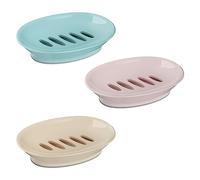 3-Pack Soap Dish with Drain Soap Holder, Soap Saver Easy Cleaning, Stop Mushy Soap Tray for Shower Bathroom Kitchen