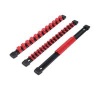 3-Pack Socket Wrench Holder Set, Adjustable Sliding Rail Rack for SAE & Metric Sockets, Sturdy ABS Tool Organizer with Spring-Loaded Balls, Wall Mount or Drawer Storage (1/4, 3/8, 1/2 Inch)
