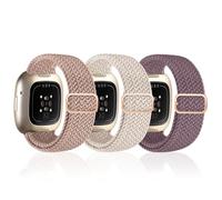 3 Pack Soft Elastic Braided Nylon Strap, Adjustable Replacement Wristbands for Multiple Smartwatches, Lightweight Sport Bands for Men and Women