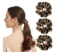 3 Pack Soft Hair Scrunchies, Leopard Elastics Hair Bobbles Satin Scrunchies