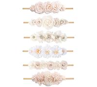 3 Pack Soft Nylon Elastic Headbands for Baby and Toddler Girls, Medium, Small