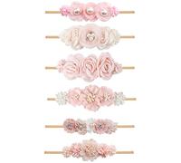 3 Pack Soft Nylon Elastic Headbands for Baby and Toddler Girls, N, Small