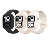 3 Pack Soft Silicone Bands with Bumper Case Compatible with Apple Watch Band 38mm 40mm 41mm 42mm 44mm 45mm 46mm, Sport Strap Wristbands with Protective Cover for iWatch Series 10/9/8/SE/7/6/5/4/3/2/1