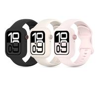 3 Pack Soft Silicone Bands with Bumper Case Compatible with Apple Watch Band 38mm 40mm 41mm 42mm 44mm 45mm 46mm, Sport Strap Wristbands with Protective Cover for iWatch Series 10/9/8/SE/7/6/5/4/3/2/1