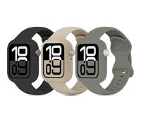 3 Pack Soft Silicone Bands with Bumper Case Compatible with Apple Watch Band 38mm 40mm 41mm 42mm 44mm 45mm 46mm, Sport Strap Wristbands with Protective Cover for iWatch Series 10/9/8/SE/7/6/5/4/3/2/1