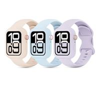 3 Pack Soft Silicone Bands with Bumper Case Compatible with Apple Watch Band 38mm 40mm 41mm 42mm 44mm 45mm 46mm, Sport Strap Wristbands with Protective Cover for iWatch Series 11/10/9/8/SE/7/6/5/4/3