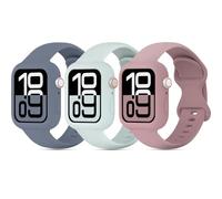 3 Pack Soft Silicone Bands with Bumper Case Compatible with Apple Watch Band 38mm 40mm 41mm 42mm 44mm 45mm 46mm, Sport Strap Wristbands with Protective Cover for iWatch Series 10/9/8/SE/7/6/5/4/3/2/1