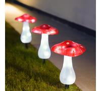 SMART GARDEN Magic Mushroom LED solar ground spike, set of 3, red/white