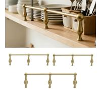 3-Pack Solid Brass Shelf Guard Rail for Shelves, 8 12 24 28 in Decorative Elegant Gallery Rail, Anti-Fall Guard Fence Rods with Bracket Spindles(Style A,38in/97cm)