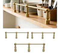 3-Pack Solid Brass Shelf Guard Rail for Shelves, 8 12 24 28 in Decorative Elegant Gallery Rail, Anti-Fall Guard Fence Rods with Bracket Spindles(Style C,12in/30cm)
