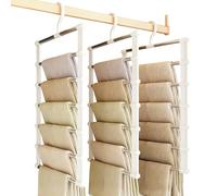 3 Pack Space Saving Hangers, Trouser Hanger, Scarf Hanger, Hangers for Clothes Space Savers, Multi Trouser Hangers Trousers Hangers for Clothes, Trousers, Skirts, Jeans, Tie, Scarf, Towel