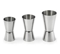 3 Pack Spirit Measure, Stainless Steel Drink Measures, 25/50ml 20/40ml 15/30ml Jigger Spirit Measure Cup, Shot Measures Dual Measuring Cup for Bar, Party, and Cocktails