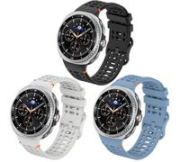 3 Pack Sport Bands Compatible for Samsung Galaxy Watch 8/8 Classic Band, No Gap Soft Silicone Replacement Strap for Galaxy Watch 8 40mm 44mm/8 Classic 46mm Men Women (Black+Gray+Blue)