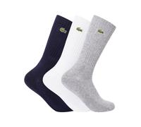 Unisex Lacoste SPORT High-Cut Socks Three-Pack Size 9 - 12 Grey Chine / White / Navy Blue