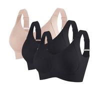 3 Pack Sports Bras Women High Impact Wide Adjustable Straps Seamless Non Wired Support Bras for Women Push Up Padded Bralettes Wireless Comfit Bra for Yoga Gym Fitness Running Leisure