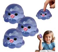 3 Pack Squeeze Octopus Squishy Stress Toy, Crystal Octopus Squeeze Toy, Stress Balls For Adults Funny, Cute Fun Soft Calming Ball, Easy To Carry, For Student Prizes, Travel (Blue)