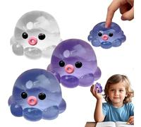 3 Pack Squeeze Octopus Squishy Stress Toy, Crystal Octopus Squeeze Toy, Stress Balls For Adults Funny, Cute Fun Soft Calming Ball, Easy To Carry, For Student Prizes, Travel (3 Color)
