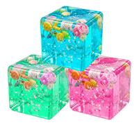 3 Pack Squishy Ice Cubes, Ocean Sensory Fidget Toy with Seashell Inside