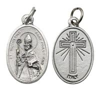 3 Pack St Augustine Medal Zinc Alloy Oval Pendant Catholic Religious Charm | Double Sided Design with Saint Augustine Figure & Radiant Cross, Italy Marked, for Rosary Jewelry Making & Spiritual Gift