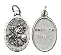 3 Pack St George Slays Dragon Medal Pendant, Zinc Alloy Silver Oval, 2.2cm | Vintage Relief Pray for Us Engraved Back, Religious Catholic Charms for Rosary Necklace Jewelry Making DIY Craft Supplies