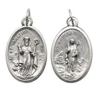 3 Pack St Ignatius St Bridget Pendant, Catholic Devotional Charm | Double Sided Oval Holy Medal, Made in Italy Embossed Religious Medal for DIY Rosary Jewelry Making & Faith Gift
