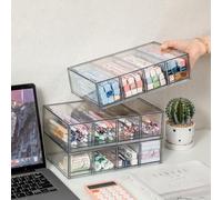 3-Pack Stackable Acrylic Storage Drawers, Desk Organizer Transparent Cosmetic Storage Boxes, 4 Compartment Design Suitable for Stationery, Dressing Table, Sunglasses, Jewelry Storage Organization