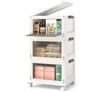 3-Pack Stackable Storage Bins 75L Collapsible Storage Boxes-White