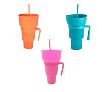 3 Pack Stadium Tumbler with Snack Bowl, Cup Bowl Combo, 2-in-1 Snack Drink Cup, Reusable Multifunction Anti Hot Tumbler for Popcorn Candy Chips More for Movies and Stadium