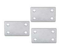 3-Pack Stainless Steel Corner Brackets, 4-Hole Flat Mending Repair Plate for Furniture, Thickened Angle Bracket with Smooth Edges, Silver 60x38mm Hardware for Wood Joint Reinforcement