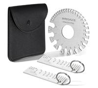 3-Pack Stainless Steel Metal Gauge Thickness Tool Set, Round Dual-Sided Wire Gauge & Sheet Metal Thickness Gauges with Leather Storage Bag, Welding & Metalworking Measurement Tools