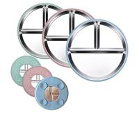 3 Pack Stainless Steel Toddler Plates with Suction,Divided Plate with Removable Silicone Sleeve for Baby,Non-Slip Toddler Baby Feeding Set Dishwasher Safe (Stainless Steel Plate Green+Blue+Pink)