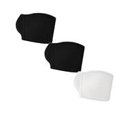 3 Pack Strapless Bras for Women Front Closure Non Wired Bandeau Bralettes Wireless Gathered Push Up Tube Tops Invisible Convertible Seamless Underwear Full Coverage Ladies Bras